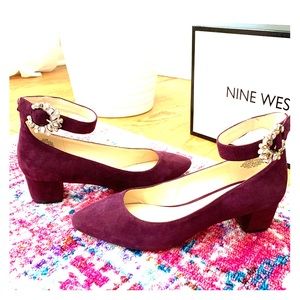 Purple Nine West low chunky heel